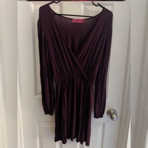 Maroon/burgundy colored dress with stretchy waist
